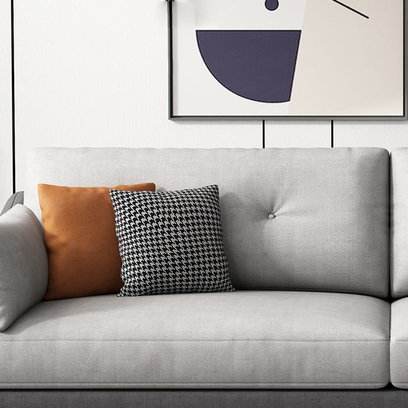 Contemporary Faux Leather Sloped Arm Sofa with Bolster Pillows for Apartment
