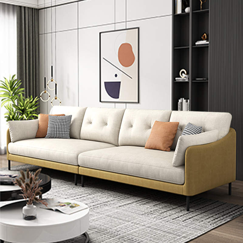 Contemporary Faux Leather Sloped Arm Sofa with Bolster Pillows for Apartment