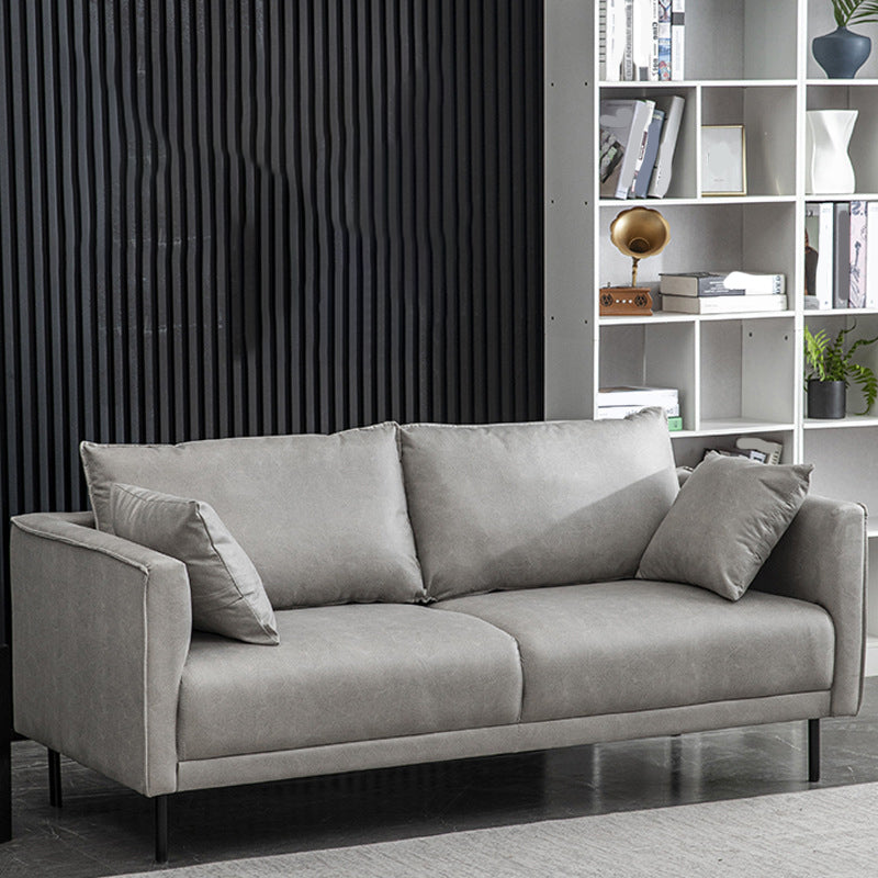 Modern Style Square Armrest Sponge Seat Multicolor Choice Imitation Leather Sofa