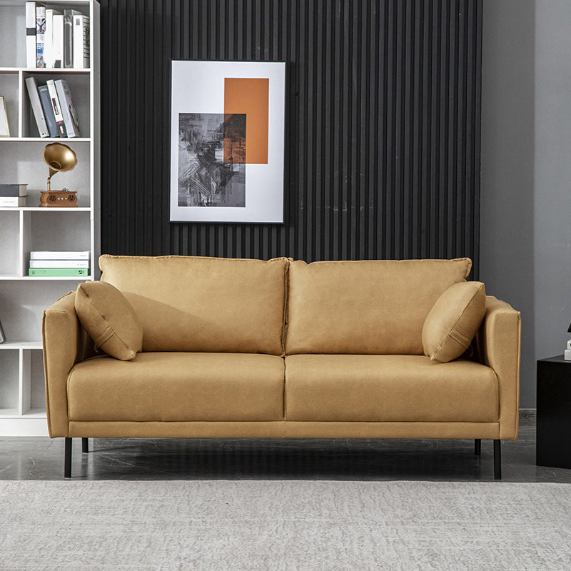 Modern Style Square Armrest Sponge Seat Multicolor Choice Imitation Leather Sofa
