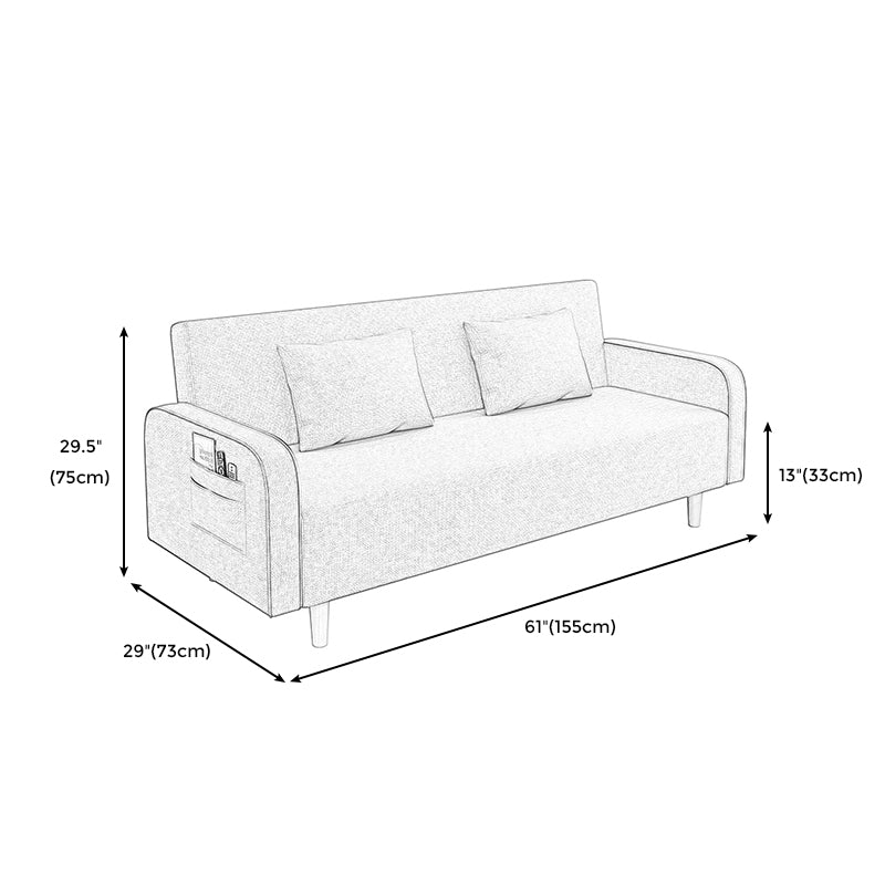29.5"H Contemporary Solid Color Square Arm Convertible Sleeper Sofa for Apartment