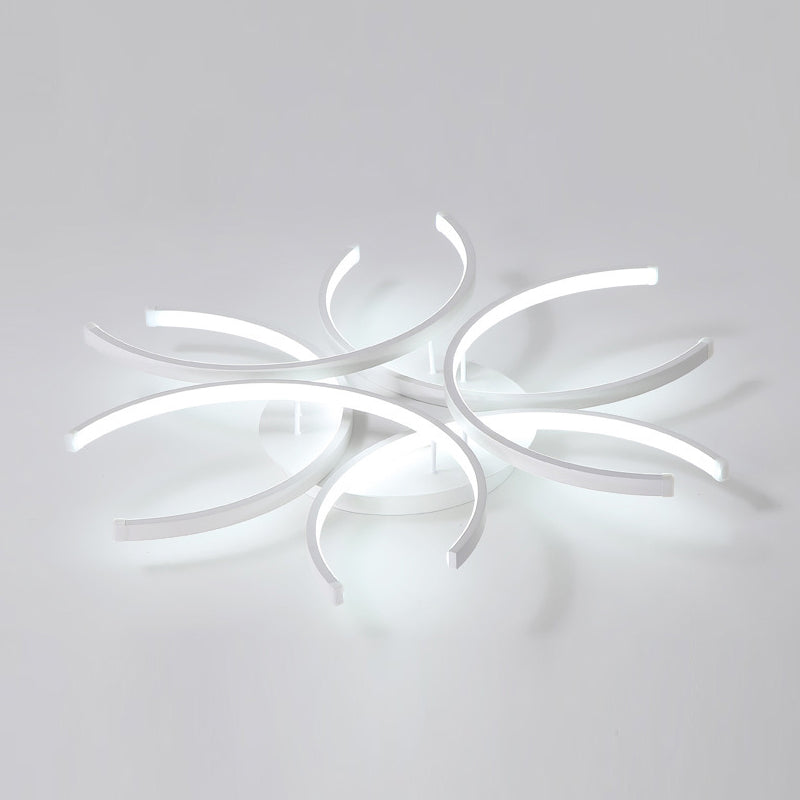 Zeitgenössische Flush -Leuchten linear 6 Leuchtmetall Flush -Brunnenlampen in Weiß