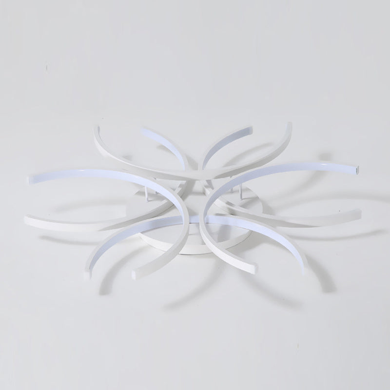 Zeitgenössische Flush -Leuchten linear 6 Leuchtmetall Flush -Brunnenlampen in Weiß