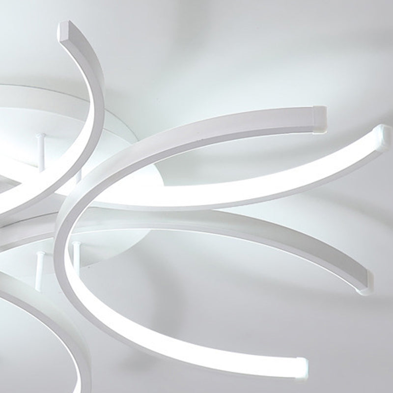 Zeitgenössische Flush -Leuchten linear 6 Leuchtmetall Flush -Brunnenlampen in Weiß