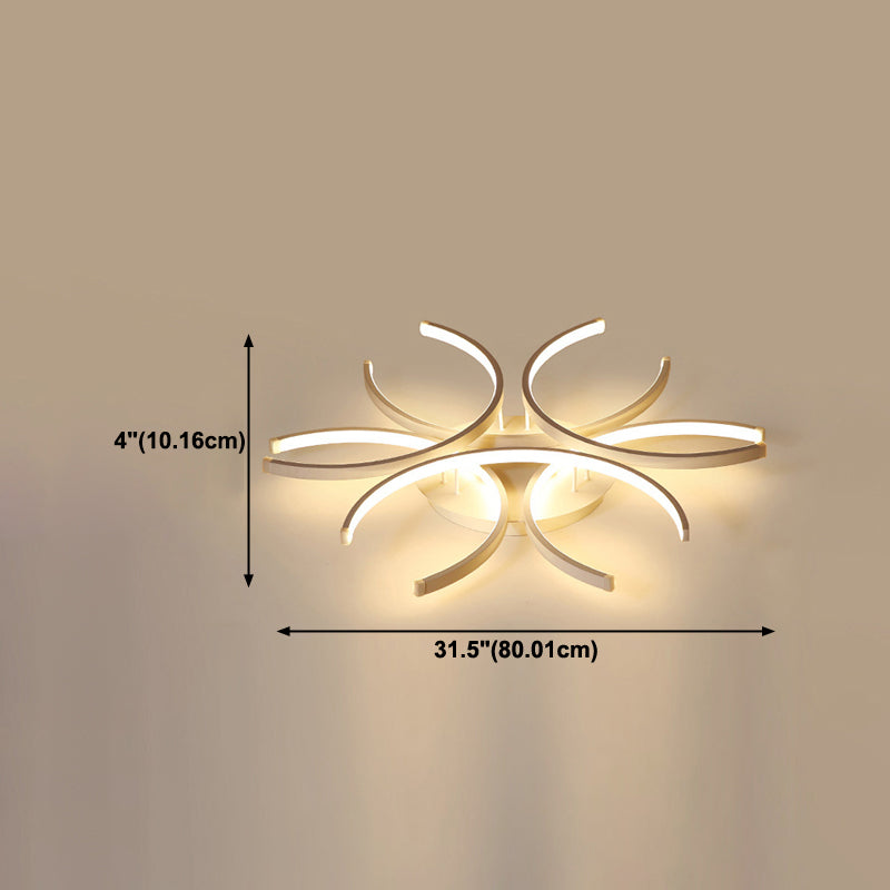 Zeitgenössische Flush -Leuchten linear 6 Leuchtmetall Flush -Brunnenlampen in Weiß