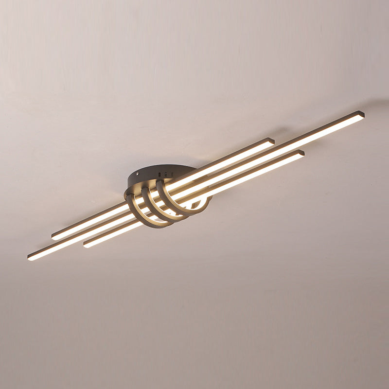 Luminaire luminaire contemporain linéaire 6 lampes de montage à chasse d'eau claire légère