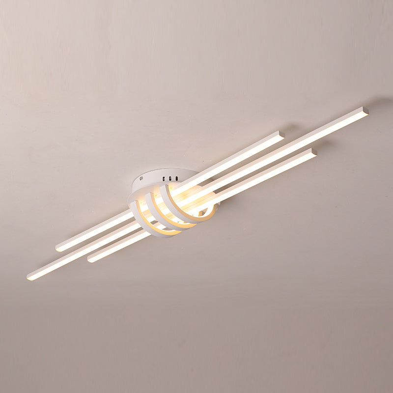 Luminaire luminaire contemporain linéaire 6 lampes de montage à chasse d'eau claire légère