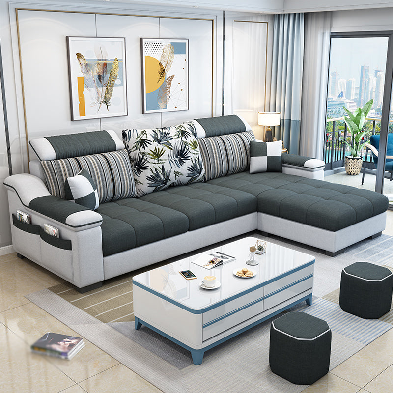 Braccia inclinate cuscini posteriori divano divano sezionale di stoccaggio con chaise