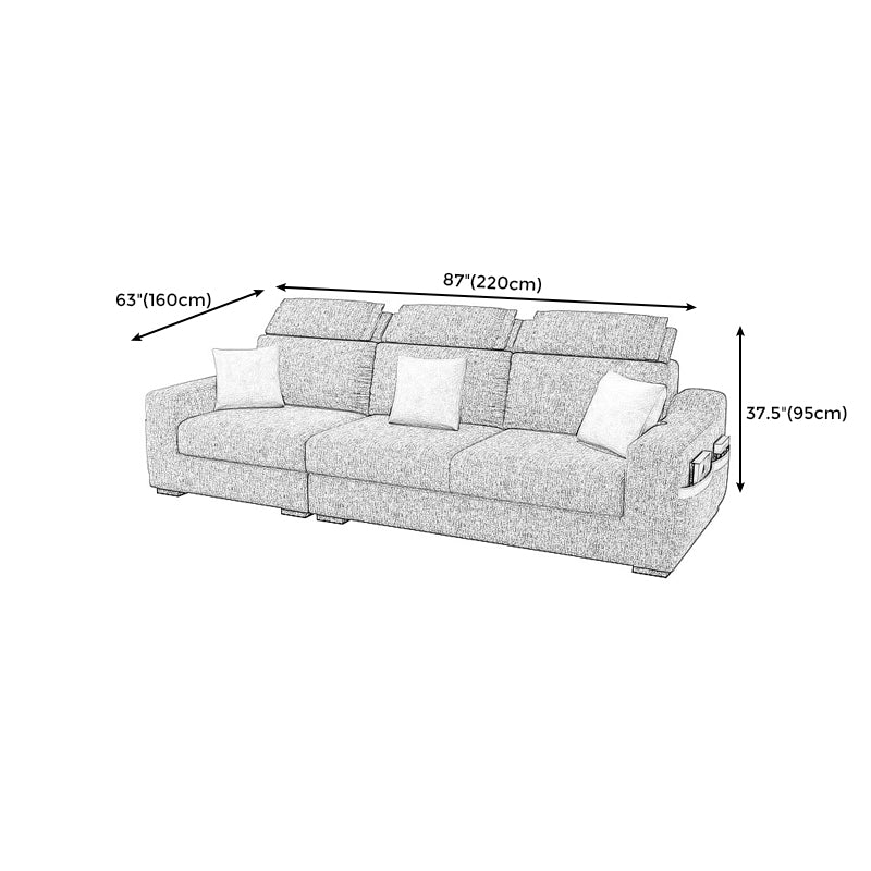 Square Arm Light-grey Cushion Back Modern Living Room Storage Sofa