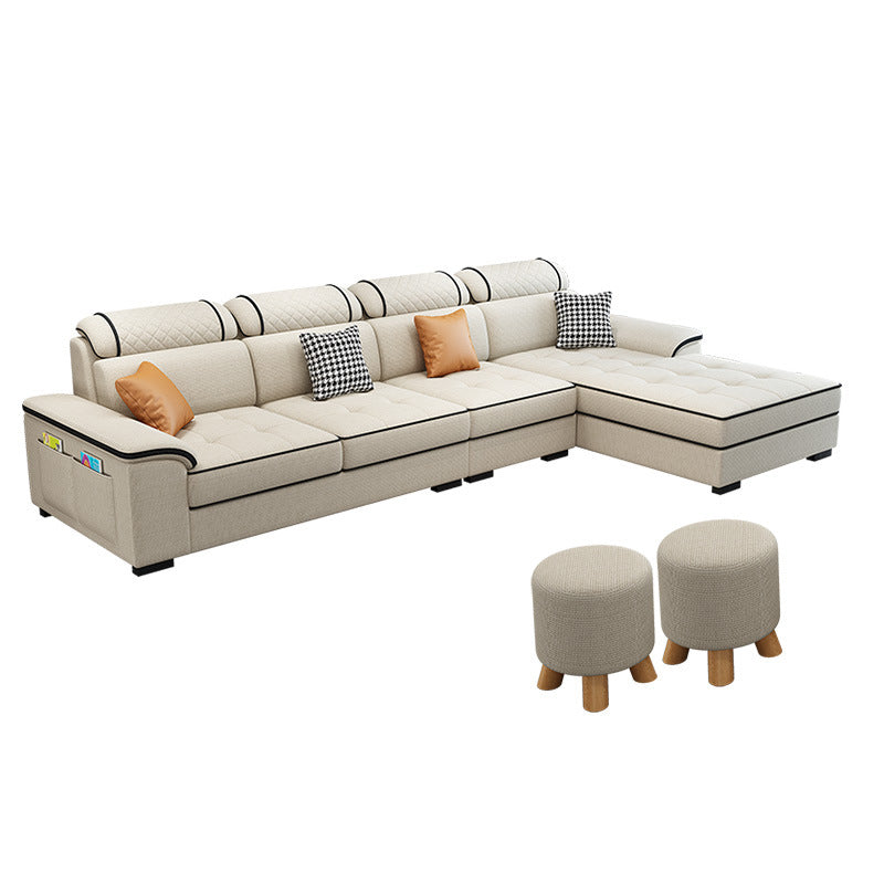 Faux Leather/Fabric Slipcovered Sectionals with Reversible Chaise and Storage