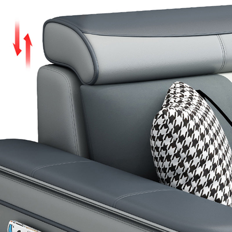 6-Seater Pillowed Back Cushions Square Arm Sectional Sofa for Living Room