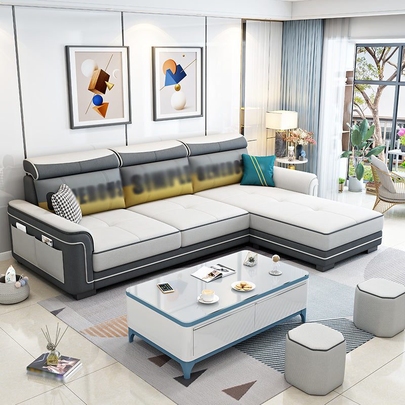 Square Arm L-Shape Right Hand Facing Sectional Sofa with Chaise