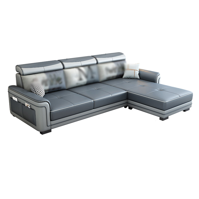 Square Arm L-Shape Right Hand Facing Sectional Sofa with Chaise