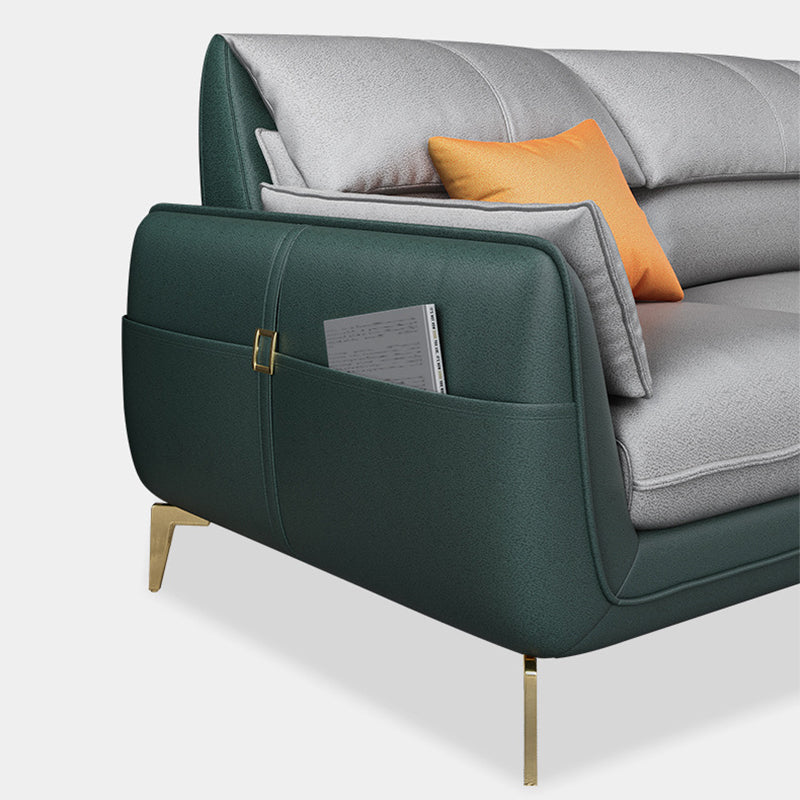 Scandinavian L-Shape Faux Leather Sectional with Storage for Apartment