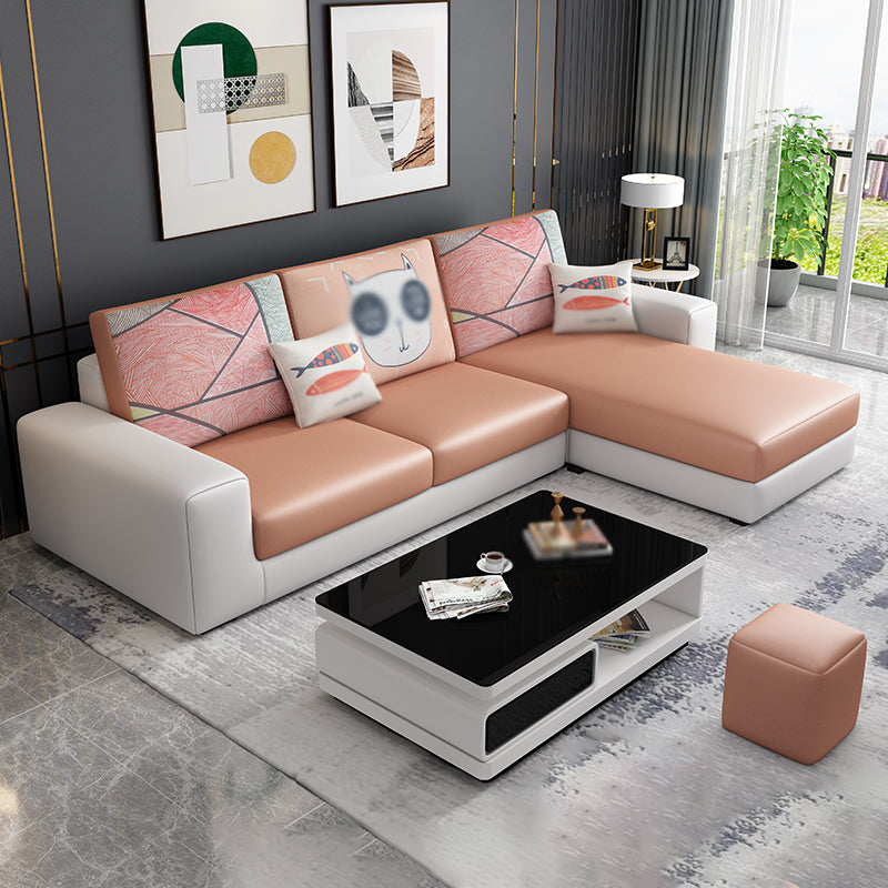 Square Arm Sectionals 27.56"High Removable Cushions Sofa with Ottomans