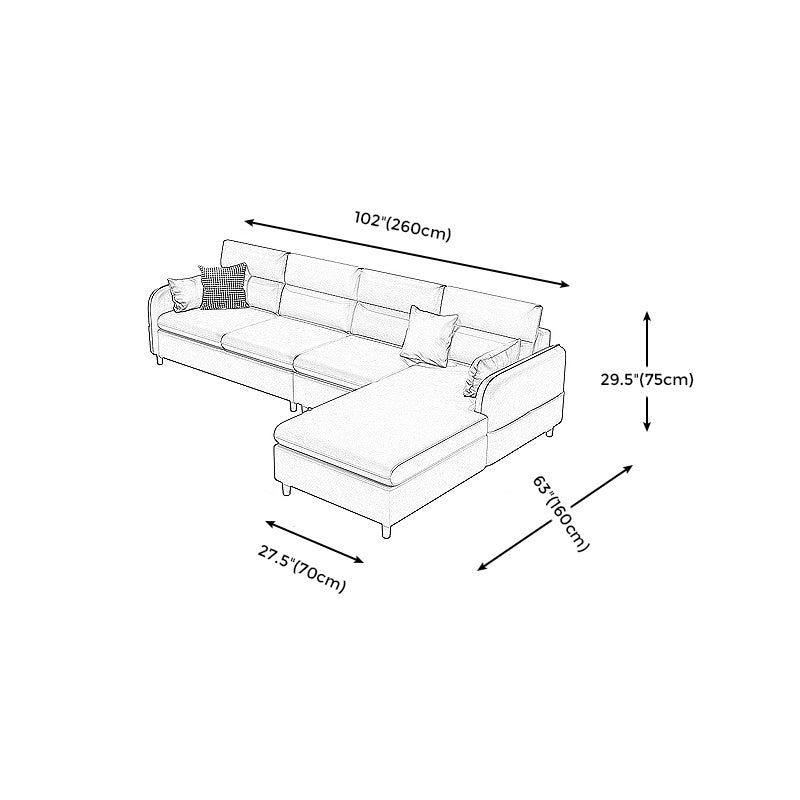 Stain Resistan Faux Leather Square Arm Sectional with Pillowed Back Cushions for Apartment