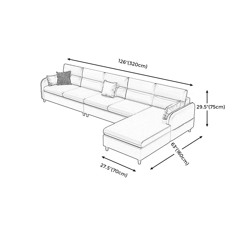 Stain Resistan Faux Leather Square Arm Sectional with Pillowed Back Cushions for Apartment
