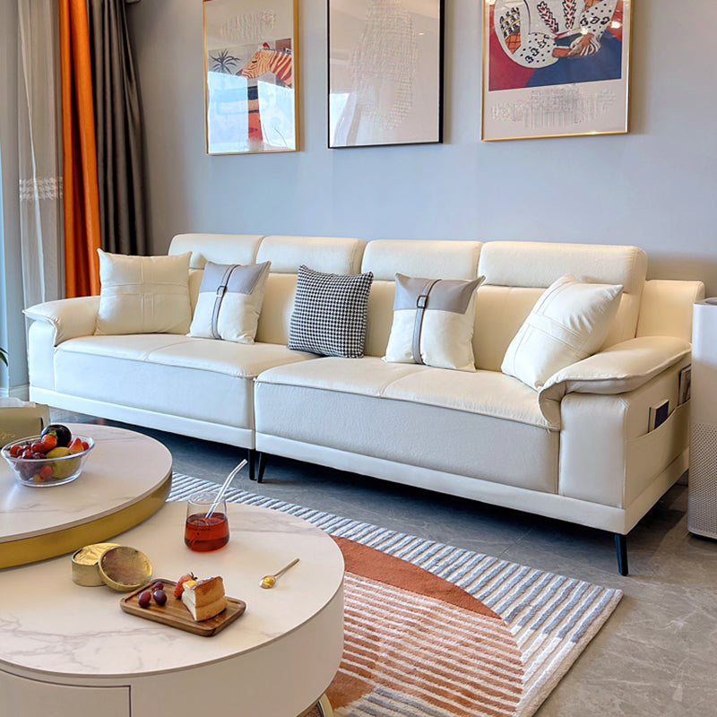 Stain-Resistant Faux Leather Pillow Top Arm Sofa/Sectional with Pillowed Back Cushions