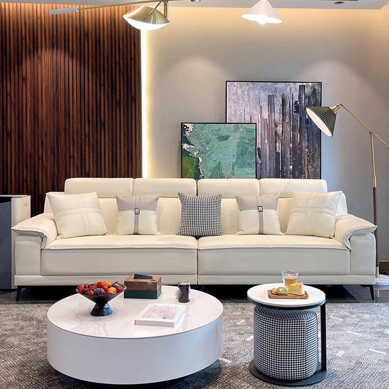 Stain-Resistant Faux Leather Pillow Top Arm Sofa/Sectional with Pillowed Back Cushions