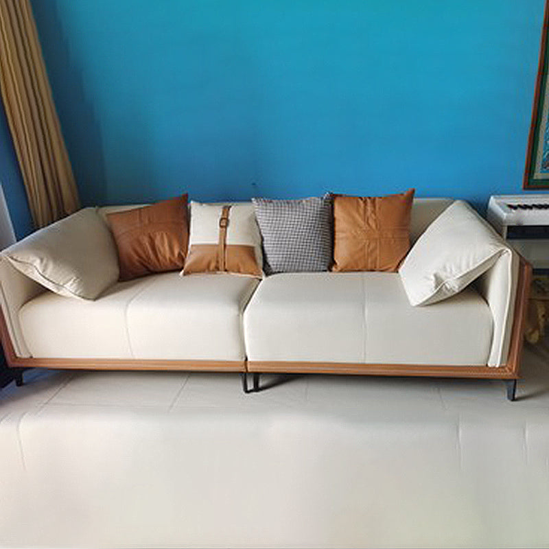 Modern Faux Leather Pillow Top Arm Sofa/Sectional Pillowed Back Cushions for Living Room