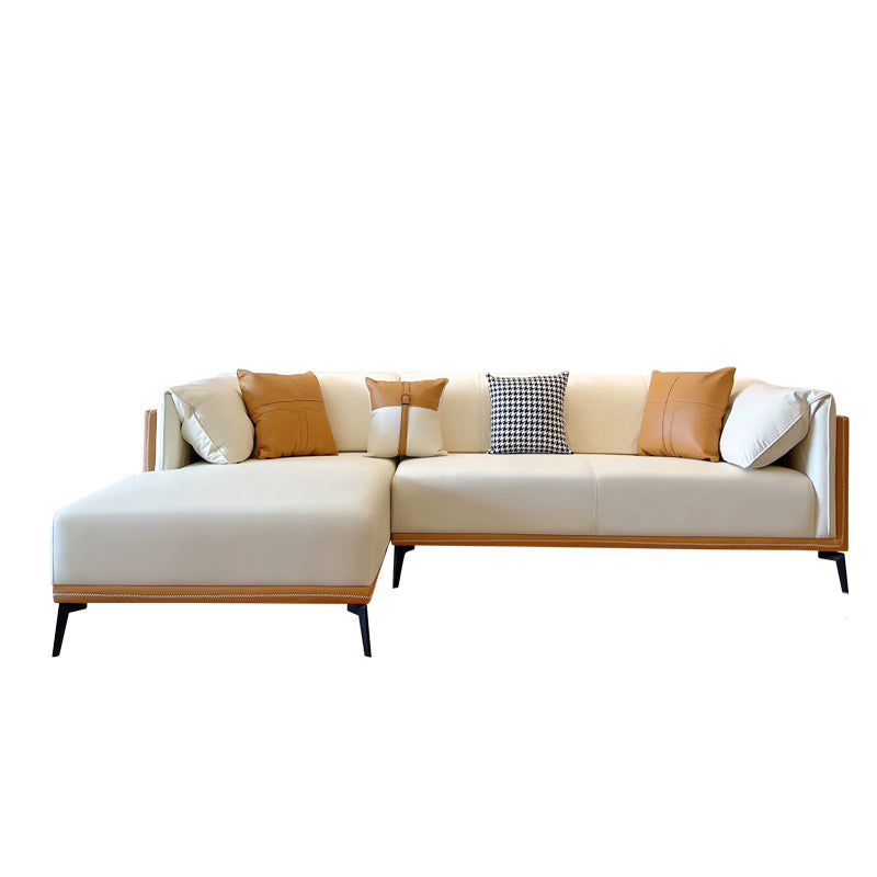 Modern Faux Leather Pillow Top Arm Sofa/Sectional Pillowed Back Cushions for Living Room