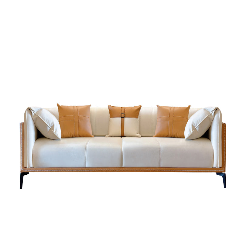 Modern Faux Leather Pillow Top Arm Sofa/Sectional Pillowed Back Cushions for Living Room