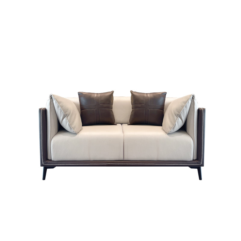 Modern Faux Leather Pillow Top Arm Sofa/Sectional Pillowed Back Cushions for Living Room