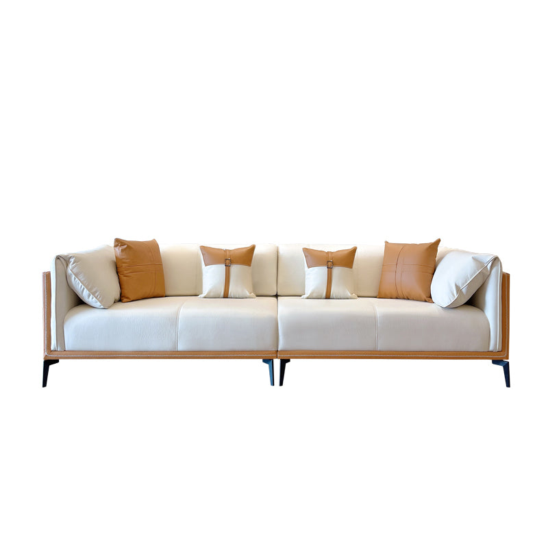 Modern Faux Leather Pillow Top Arm Sofa/Sectional Pillowed Back Cushions for Living Room