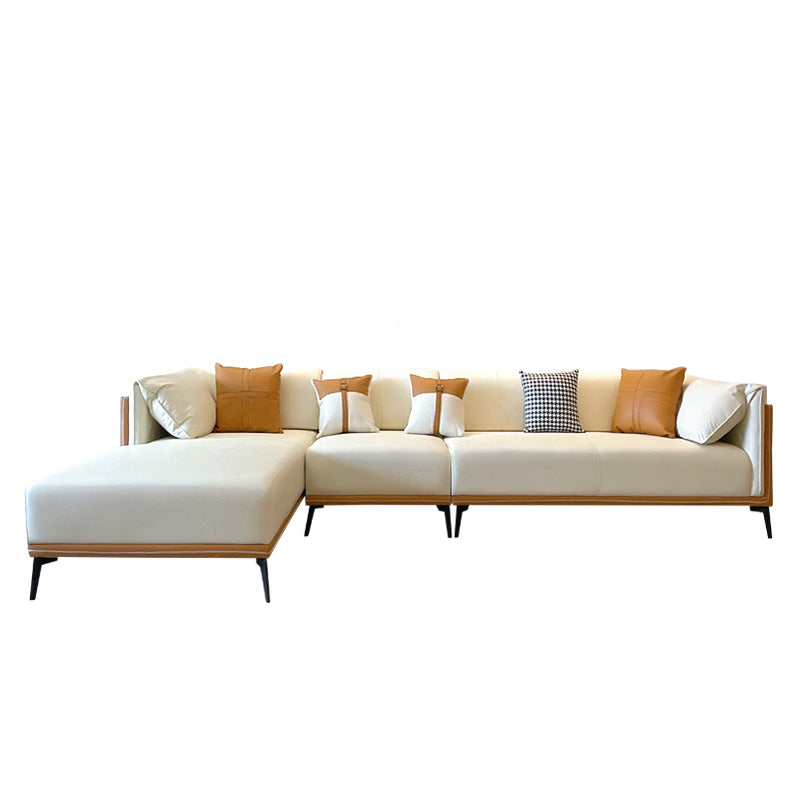 Modern Faux Leather Pillow Top Arm Sofa/Sectional Pillowed Back Cushions for Living Room