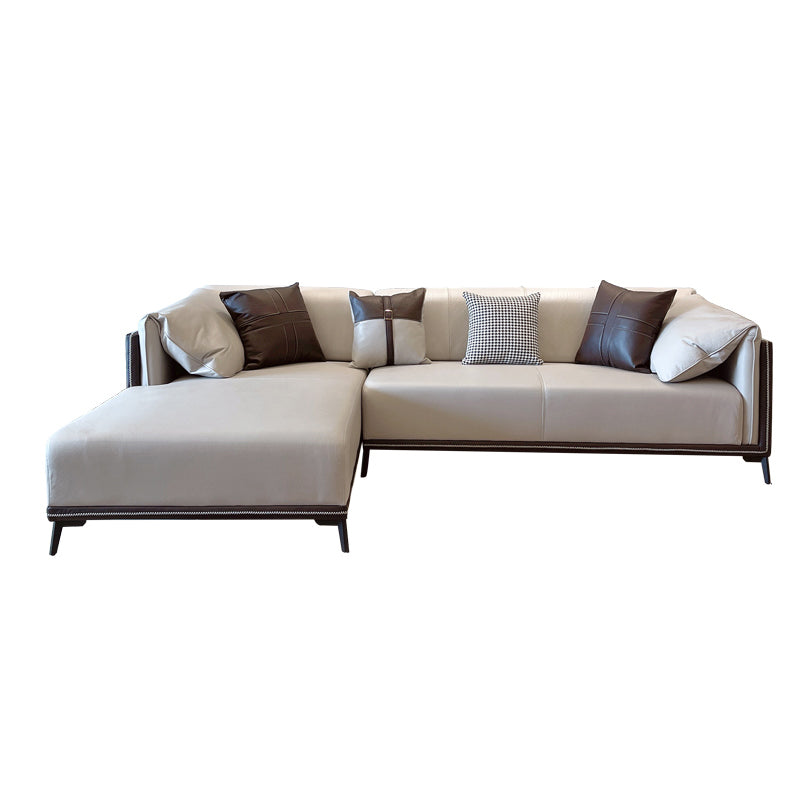 Modern Faux Leather Pillow Top Arm Sofa/Sectional Pillowed Back Cushions for Living Room