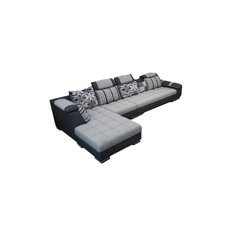 Adjustable 135.82" D x 70.86" W x 33.46" H Pillow Top Arm Sectional Pillowed Back Cushions