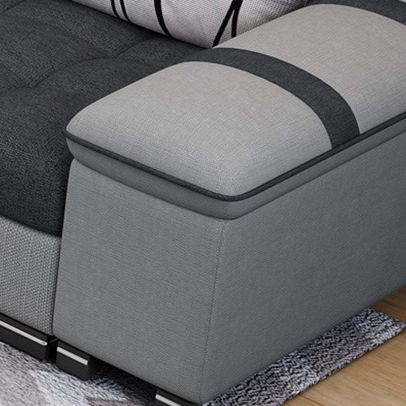 Adjustable 135.82" D x 70.86" W x 33.46" H Pillow Top Arm Sectional Pillowed Back Cushions