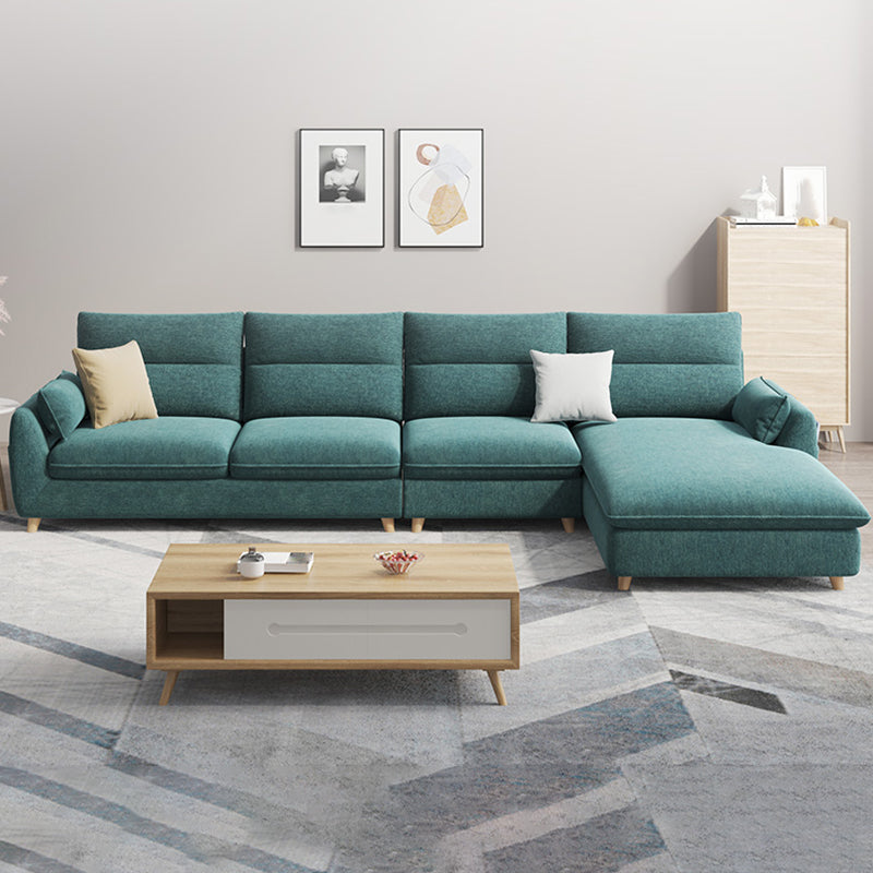 Emerald Green Modern Pillow Top Arm Sectional for Apartment, Living Room