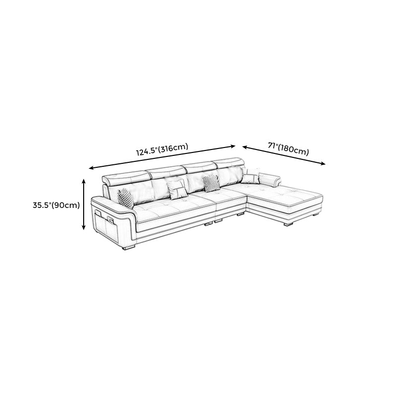 Modern Slipcovered L-Shape Sectional with Storage for Four People