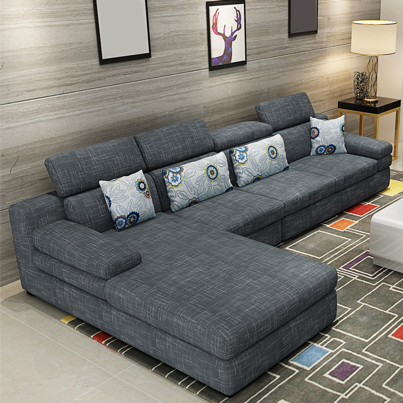 Contemporary High Back Sectionals 35.43"High 5-Seat Square Arm Sofa for Apartment