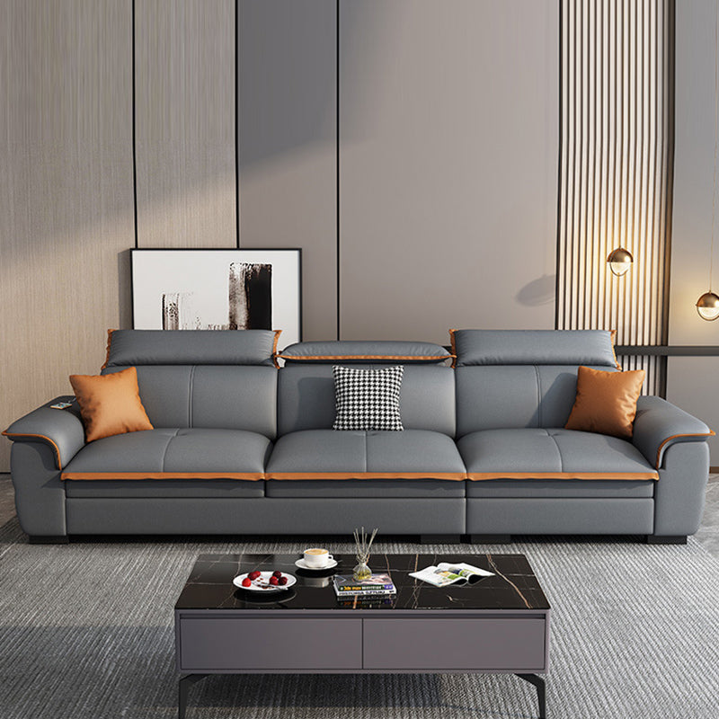 Grey Pillowed Back Cushions Furniture Sectionals with Pillows