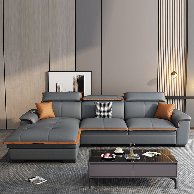 Grey Pillowed Back Cushions Furniture Sectionals with Pillows