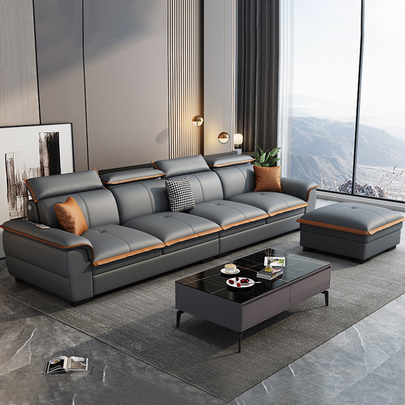 Grey Pillowed Back Cushions Furniture Sectionals with Pillows