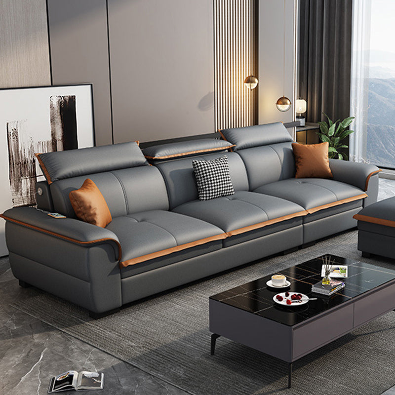 Grey Pillowed Back Cushions Furniture Sectionals with Pillows