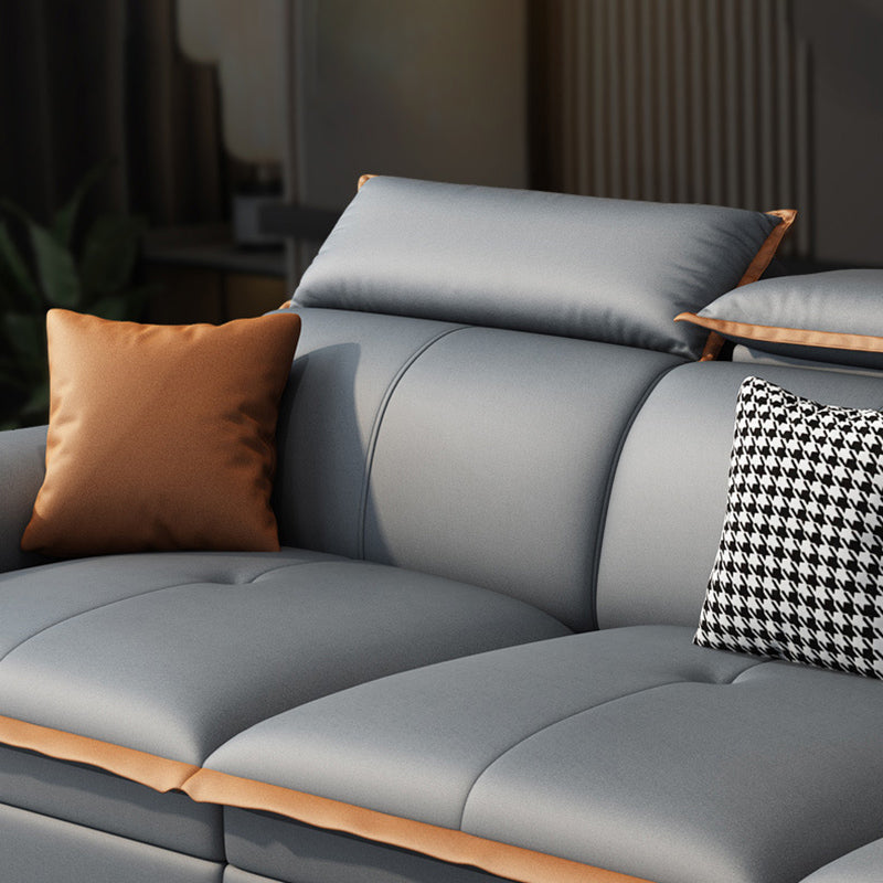 Grey Pillowed Back Cushions Furniture Sectionals with Pillows