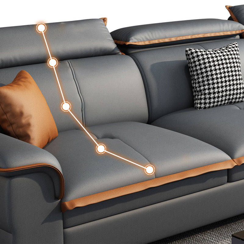 Grey Pillowed Back Cushions Furniture Sectionals with Pillows