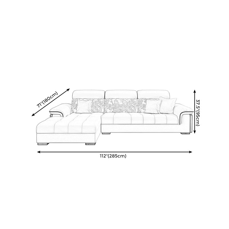 Faux Leather Pillowed Back Cushions Beige Furniture Sectionals