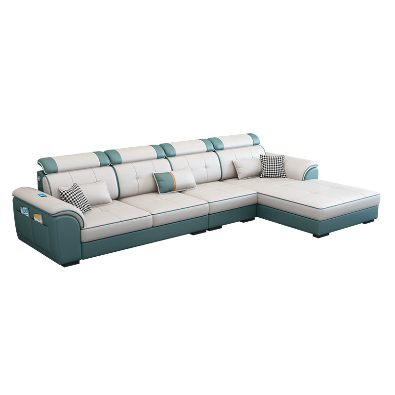 Pillowed Back Cushions Cotton Blend /Faux Leather Furniture Sectionals