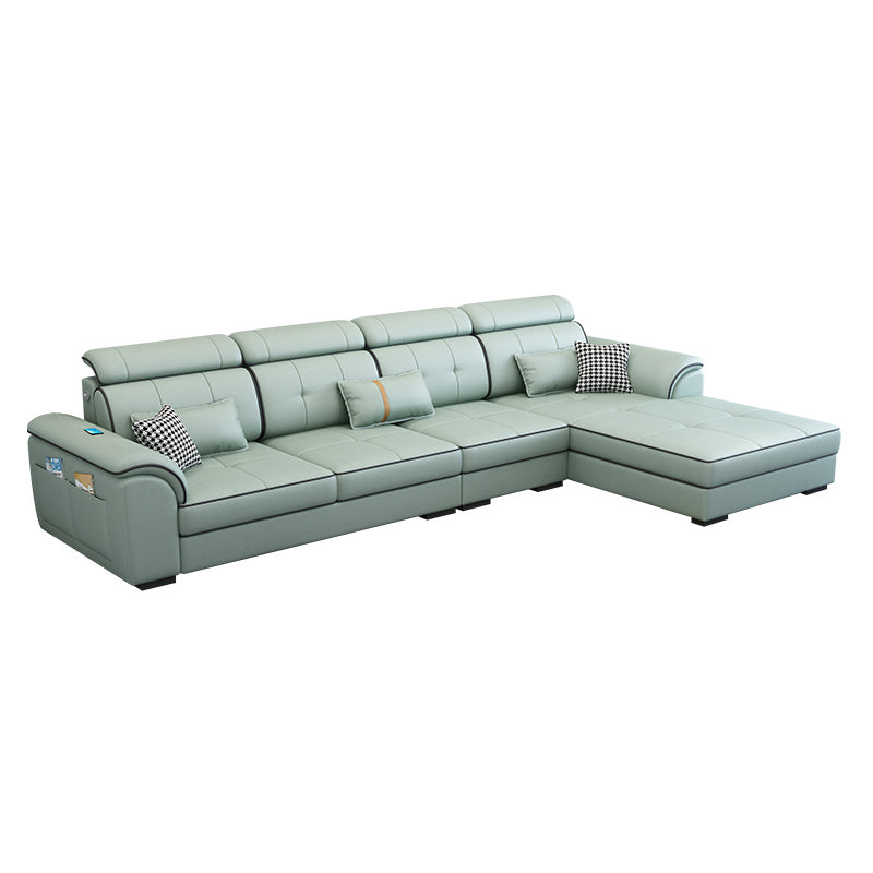 Pillowed Back Cushions Cotton Blend /Faux Leather Furniture Sectionals