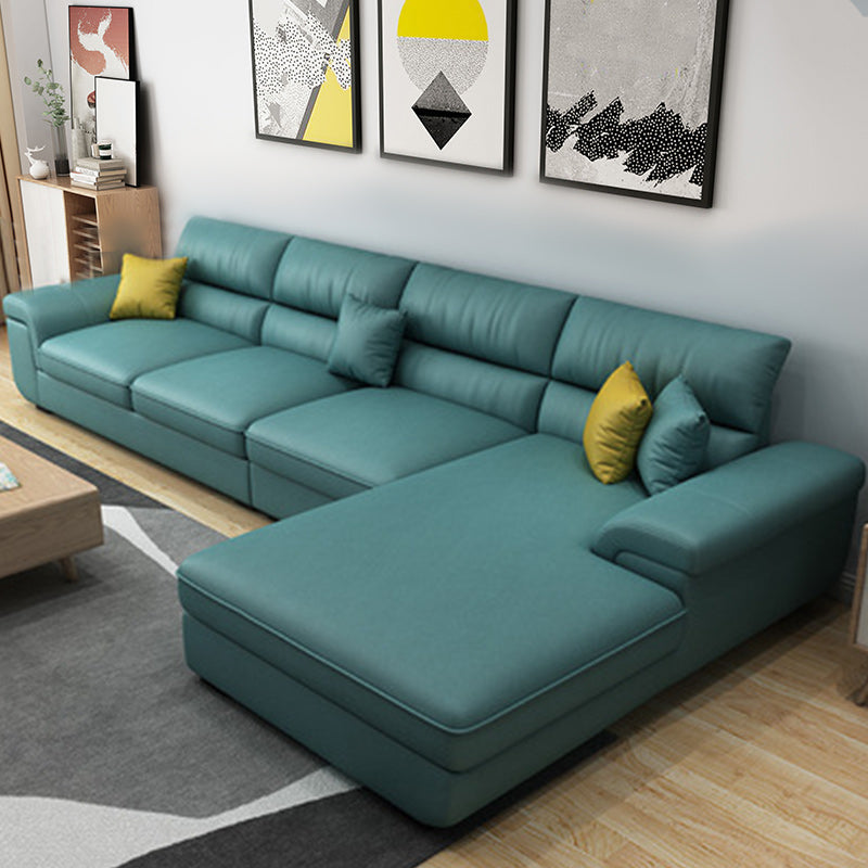 L-Shape High Back Pillow Top Arm Sectional with Slipcovered for Living Room