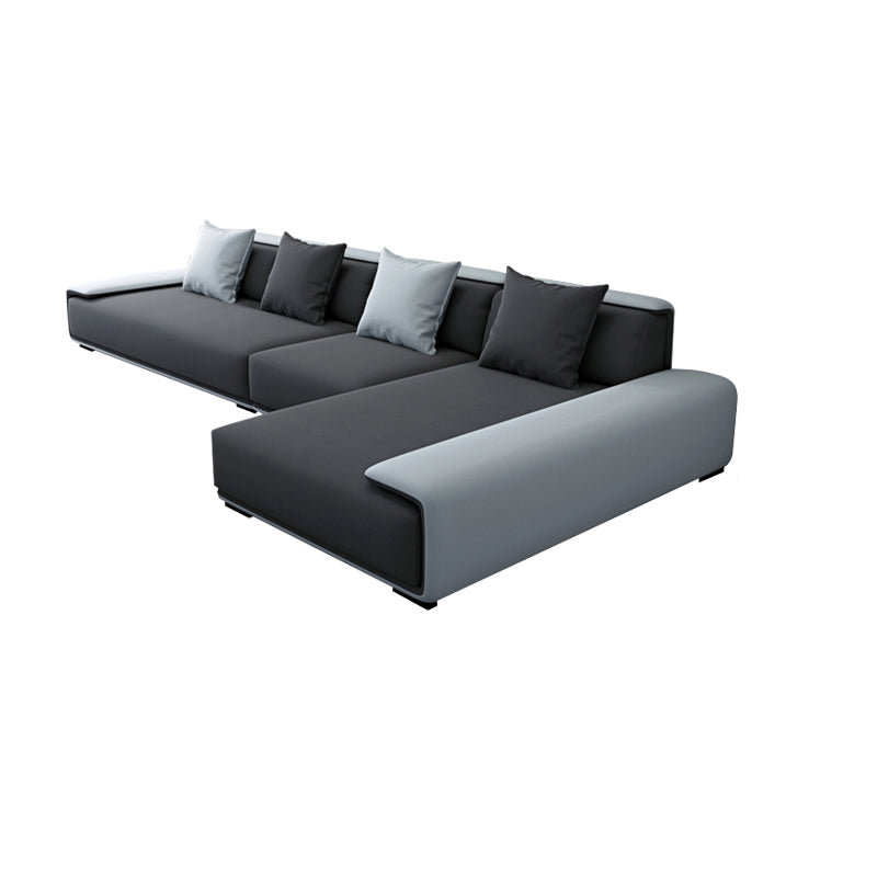Dark Grey Modular Sectional with Square and Pillow Back Cushion