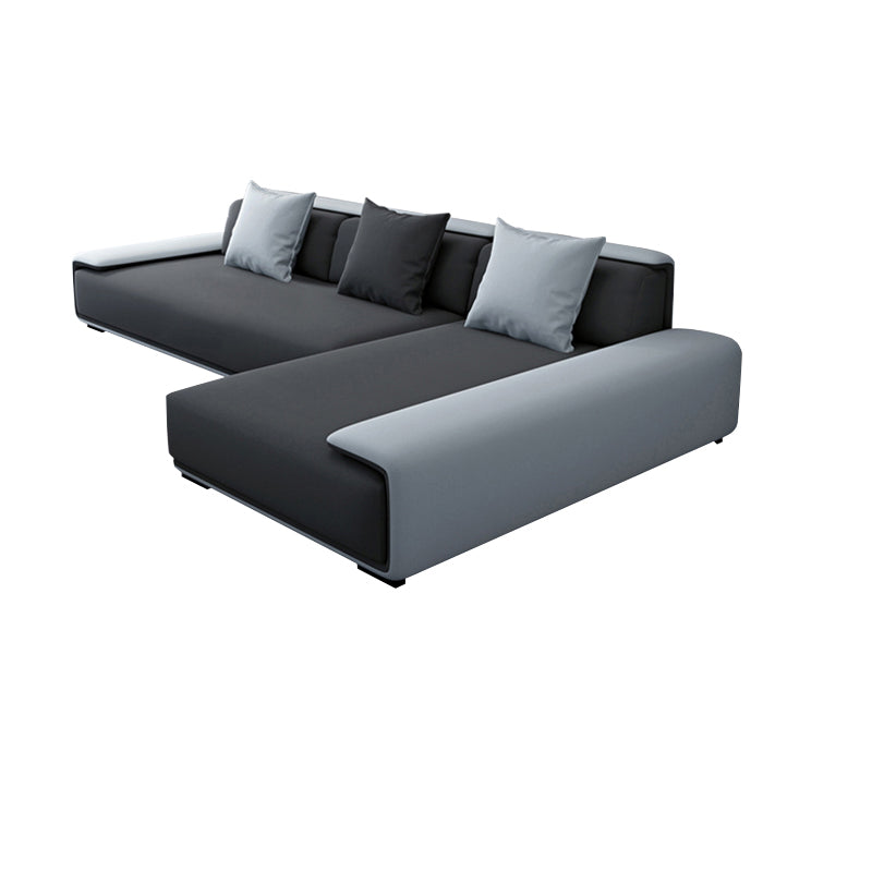 Dark Grey Modular Sectional with Square and Pillow Back Cushion
