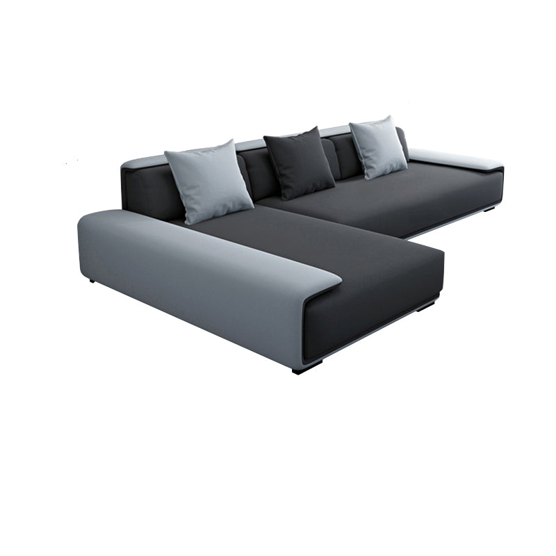 Dark Grey Modular Sectional with Square and Pillow Back Cushion