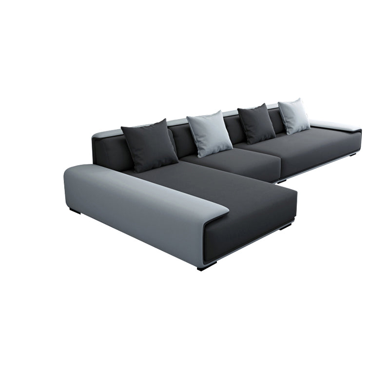 Dark Grey Modular Sectional with Square and Pillow Back Cushion