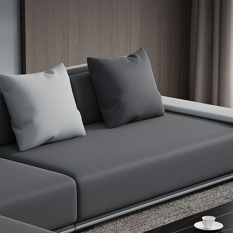 Dark Grey Modular Sectional with Square and Pillow Back Cushion